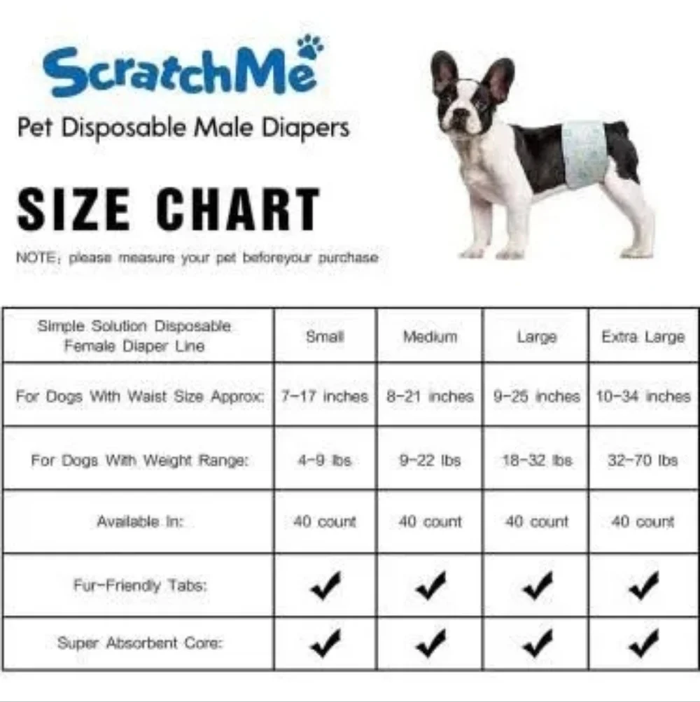 White | SCRATCHME | Pet Disposable Male Diapers